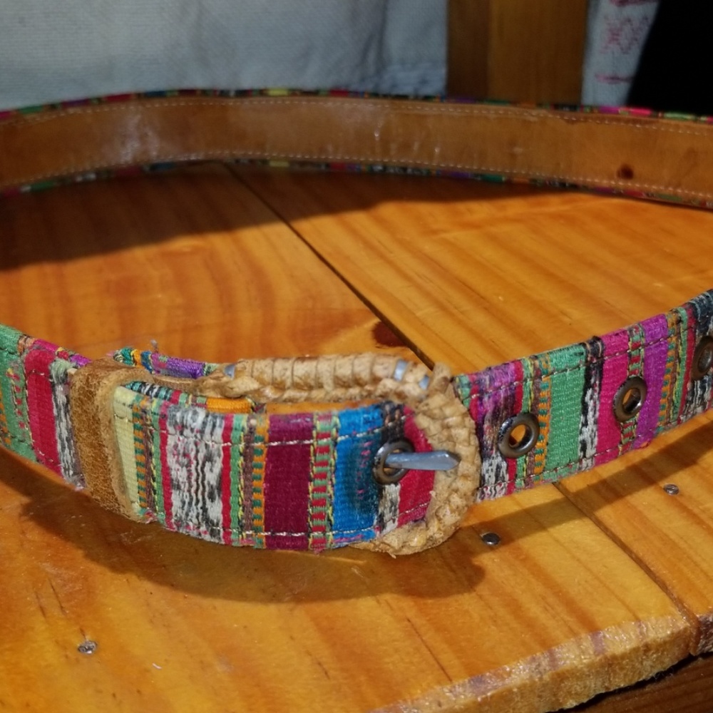 Leather woven guatemalan belt